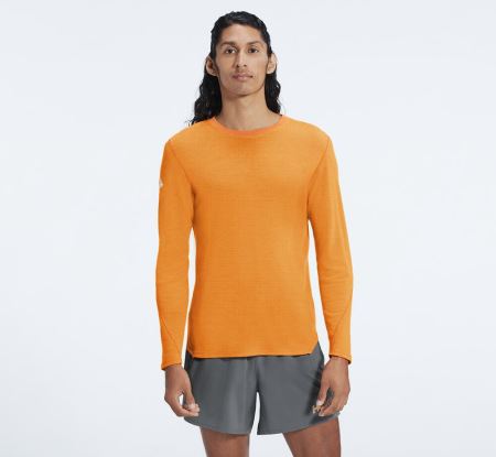 Hoka One One Merino Blend Long Sleeve Barbati - Top Portocalii | RO-RY6p4Us